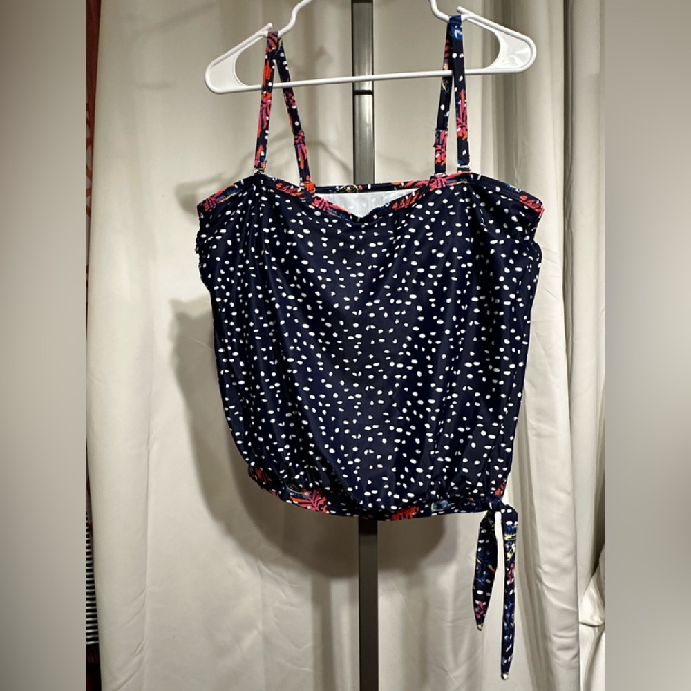 New 2PC Set Tropical Blue Mix Shelf Bra Tankini Set